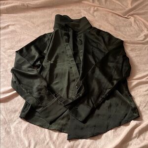 Fashion Nova Black Satin Blouse